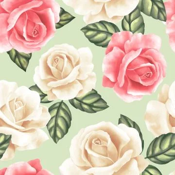 Seamless pattern with roses Stock-Illustration