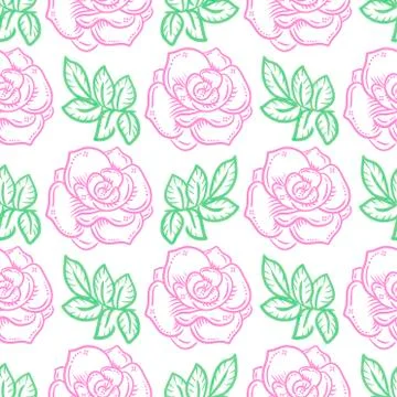Seamless pattern with roses Stock Illustration