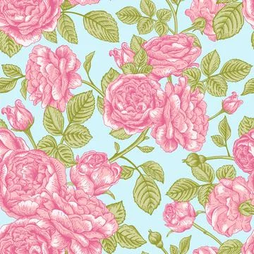 Seamless pattern with  roses. Illustrazione stock