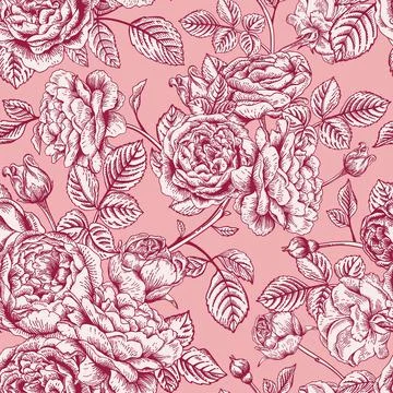 Seamless pattern with  roses. 스톡 일러스트