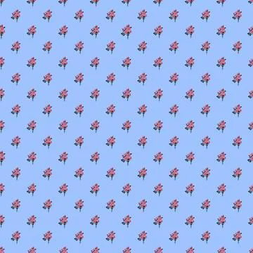 Seamless pattern. Roses seamless pattern on a blue background. Stock Illustration
