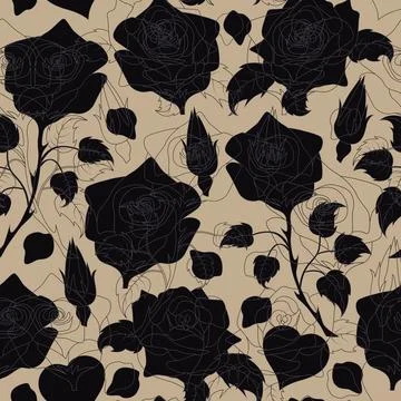 Seamless pattern with roses, vector illustration. Perfect for background gr.. Stock Illustration