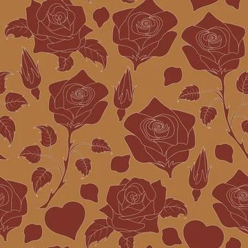 Seamless pattern with roses, vector illustration. Perfect for background gr.. Stock Illustration