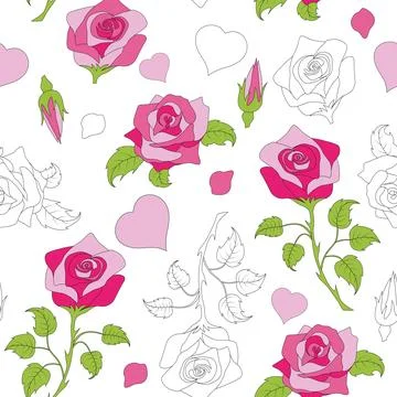 Seamless pattern with roses, vector illustration. Perfect for background gr.. Stock Illustration