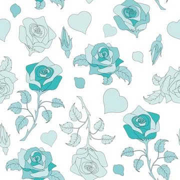 Seamless pattern with roses, vector illustration. Perfect for background gr.. Stock Illustration