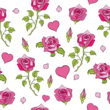 Seamless pattern with roses, vector illustration. Perfect for background gr.. Illustrazione stock