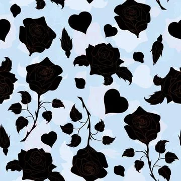 Seamless pattern with roses, vector illustration. Perfect for background gr.. Stock Illustration