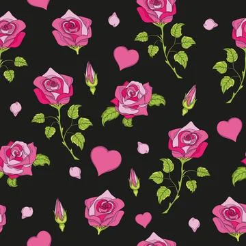 Seamless pattern with roses, vector illustration. Perfect for background gr.. Stock Illustration