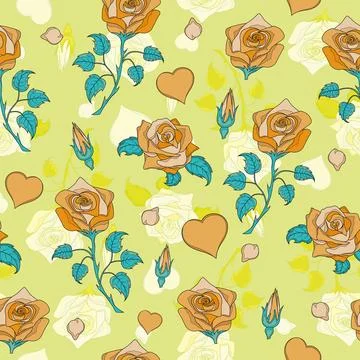 Seamless pattern with roses, vector illustration. Perfect for background gr.. Stock Illustration