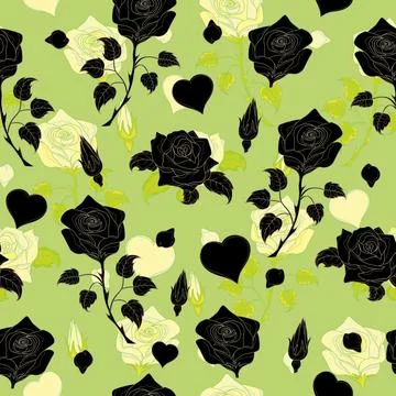 Seamless pattern with roses, vector illustration. Perfect for background gr.. Stock Illustration