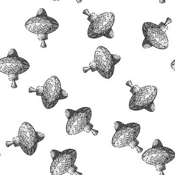 Seamless pattern rotation spinning top sketch hand drawn Stock Illustration