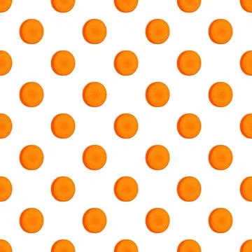 Seamless pattern with round carrot slices on white background 库存插图