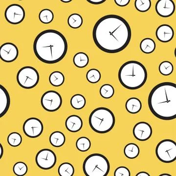 Seamless pattern of round clocks. Stock Illustration
