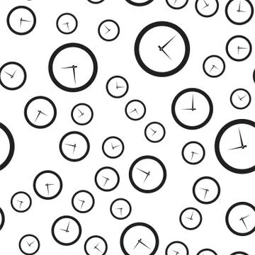 Seamless pattern of round clocks. Stock Illustration