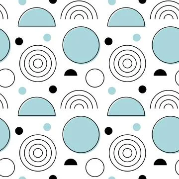 Seamless pattern with Round Geometric Shapes in lines and spots. Background for Stock Illustration