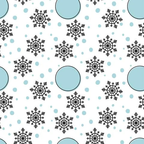 Seamless pattern with Round Geometric Shapes and snowflakes. Background for Stock Illustration