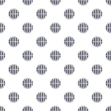 Seamless pattern of round metal sewer grates Illustrazione stock
