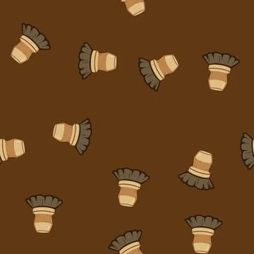 Seamless pattern round mushroom brush cartoon vector Stockillustratie