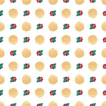 Seamless pattern with round pancake Stock Illustration