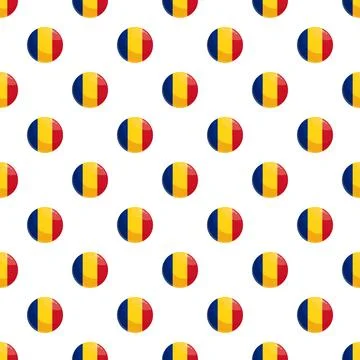 Seamless pattern with round romania flag buttons background イラスト素材