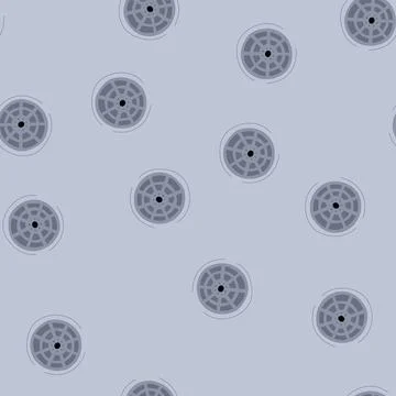 Seamless pattern round sewer manhole cover closing an underground system イラスト素材
