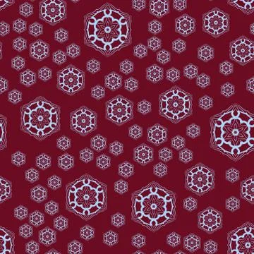 Seamless pattern , round shapes on red background vector, seamless ornate til Stock Illustration