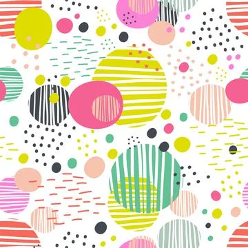 Seamless pattern with round shapes in trendy colors vector Stock Illustration