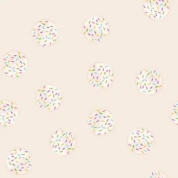 Seamless pattern round sweet cake or cookie with colorful sprinkles 스톡 일러스트