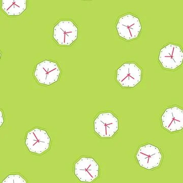 Seamless pattern round wall clock cartoon vector Stock Illustration