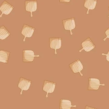 Seamless pattern round wooden pizza board cartoon vector イラスト素材