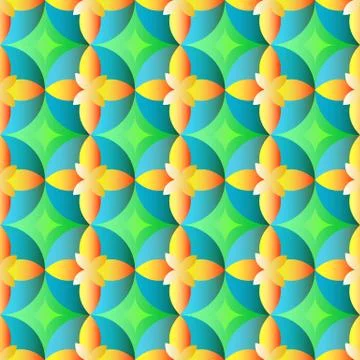 Seamless pattern with rounded geometric flowers Illustrazione stock