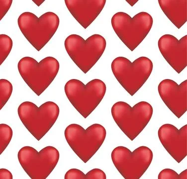 Seamless pattern rounded red hearts 스톡 일러스트