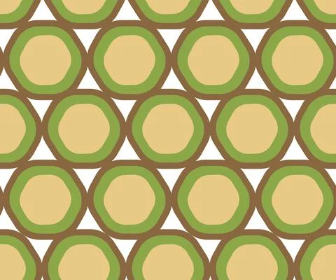 Seamless pattern with rounds in brown, green colors. Flat, vector Stock Illustration