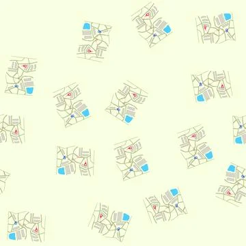 Seamless pattern route map cartoon vector 스톡 일러스트