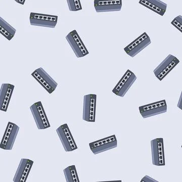 Seamless pattern router network switch cartoon vector Stock Illustration