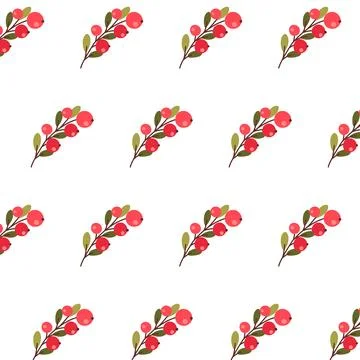 Seamless pattern with rowan berry branches and simple botanical autumn elemen 스톡 일러스트