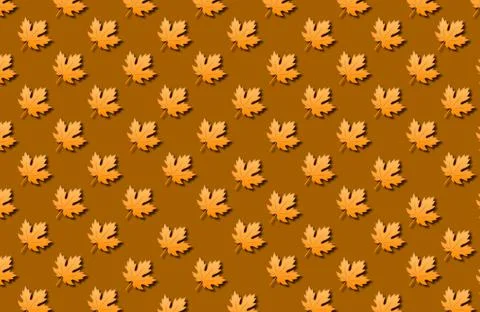 Seamless pattern of rows of yellow maple leaves on a golden background Stockillustratie