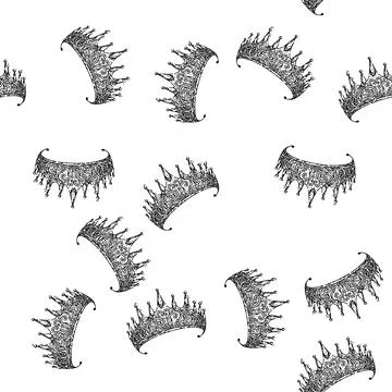 Seamless pattern royal crown queen sketch hand drawn 스톡 일러스트