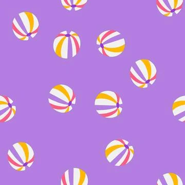 Seamless pattern rubber beach ball cartoon vector Stock Illustration