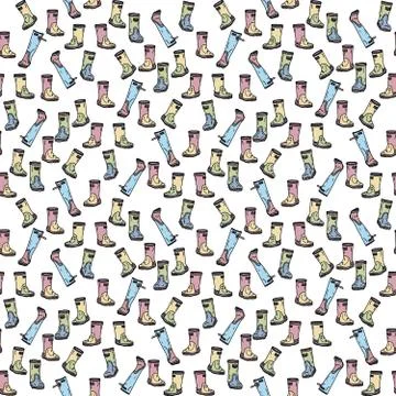 Seamless pattern with rubber boots. Stock Illustration