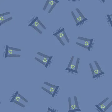 Seamless pattern rubbish trash bin cartoon vector Stock Illustration