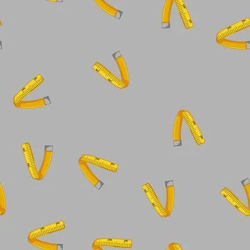 Seamless pattern ruler yellow measuring tape cartoon vector 스톡 일러스트