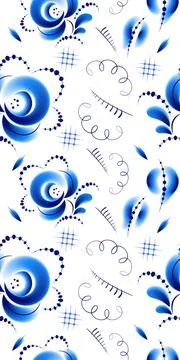 Seamless pattern in russian folk style Gzhel Illustrazione stock