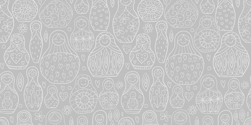 Seamless pattern with russian nesting dolls, Matryoshka Stock Illustration