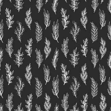 Seamless pattern rustic branch hand draw style. Floral drawing background. Stock Illustration
