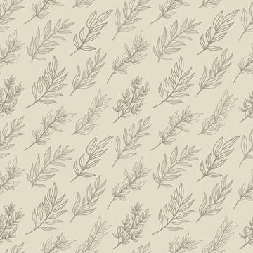 Seamless pattern rustic branch hand draw style. Floral drawing background. Stock Illustration
