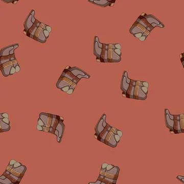 Seamless pattern rustic cowgirl boots cartoon vector Stock Illustration