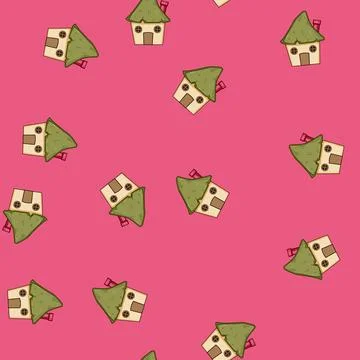 Seamless pattern rustic gnome house cartoon vector Illustrazione stock