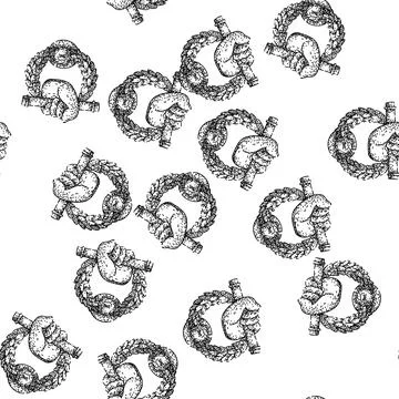 Seamless pattern rustic iron door knocker sketch hand drawn Stock Illustration