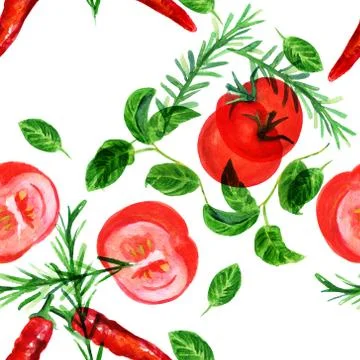 Seamless pattern with rustic style watercolor vegetables Stock Illustration